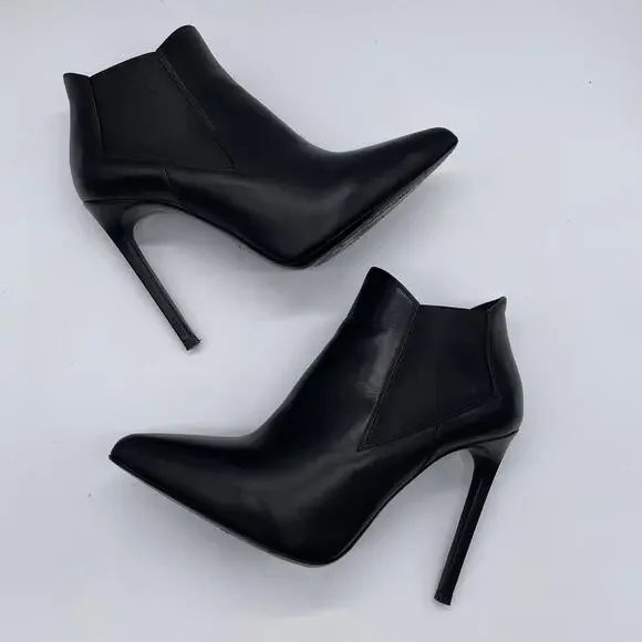 Saint Laurent Calfskin Classic Paris Ela 110 Ankle Boots - Black - 38.5 - Picture 7 of 16